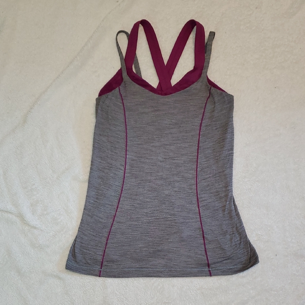 Lululemon Run For Gold Tank Heathered Slate Regal Plum 2 In 1 Tank